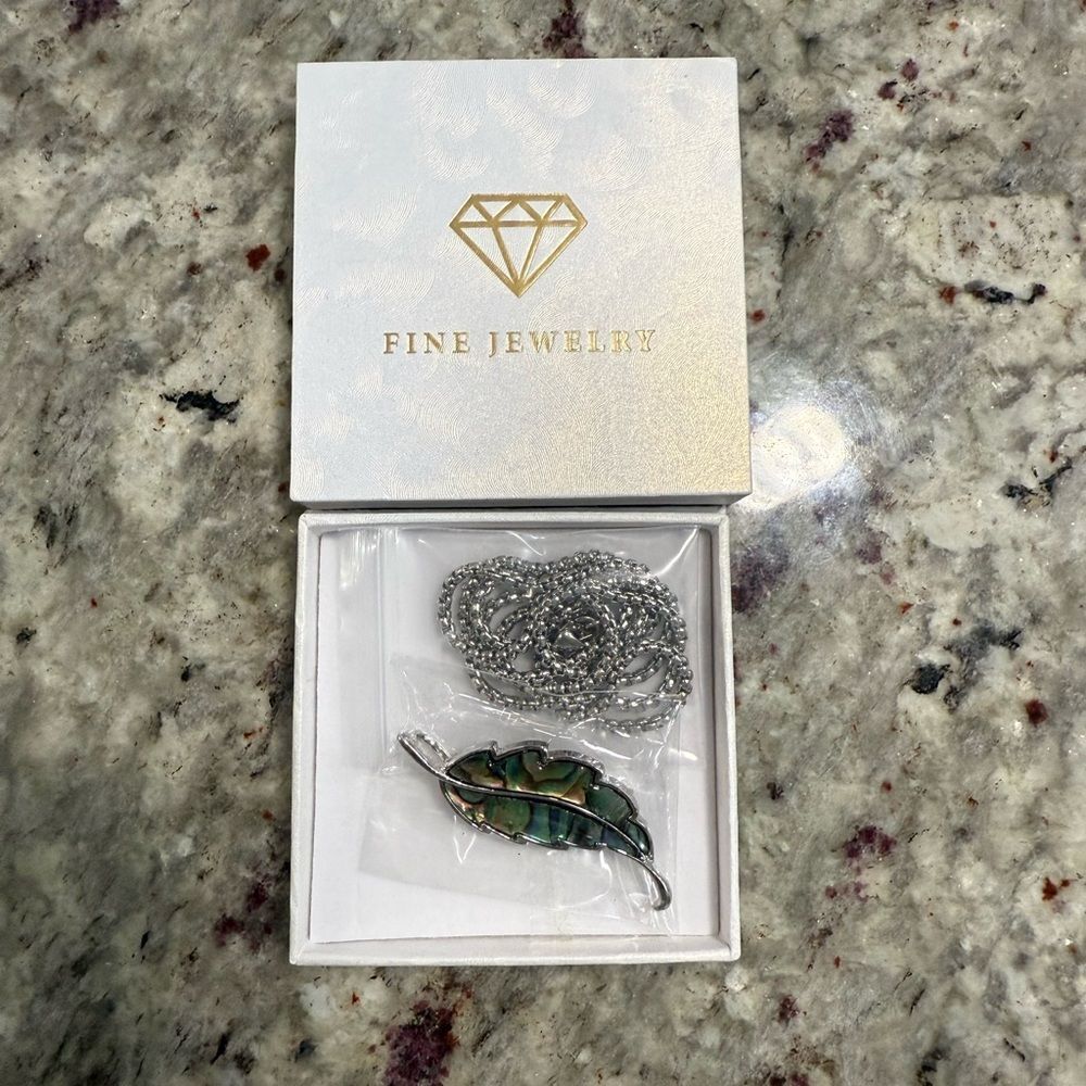 NEW Abalone Leaf Pin & Necklace 2 in One